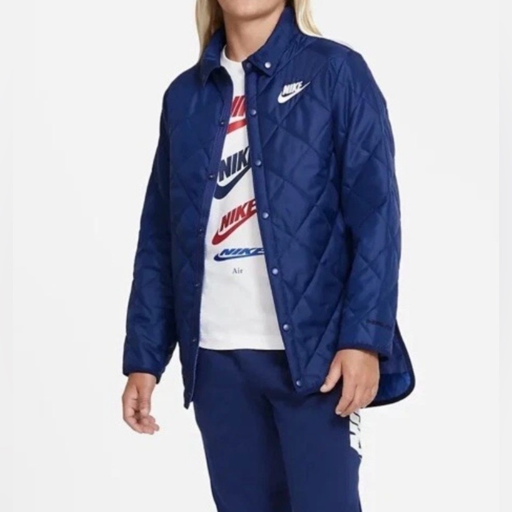 Nike Unisex Sportswear Synthetic Fill Quilted Jacket Blue Youth Sz XL EUC